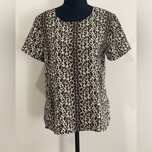 Notations S‎ Leopard Print Women's Blouse Keyhole Back 523